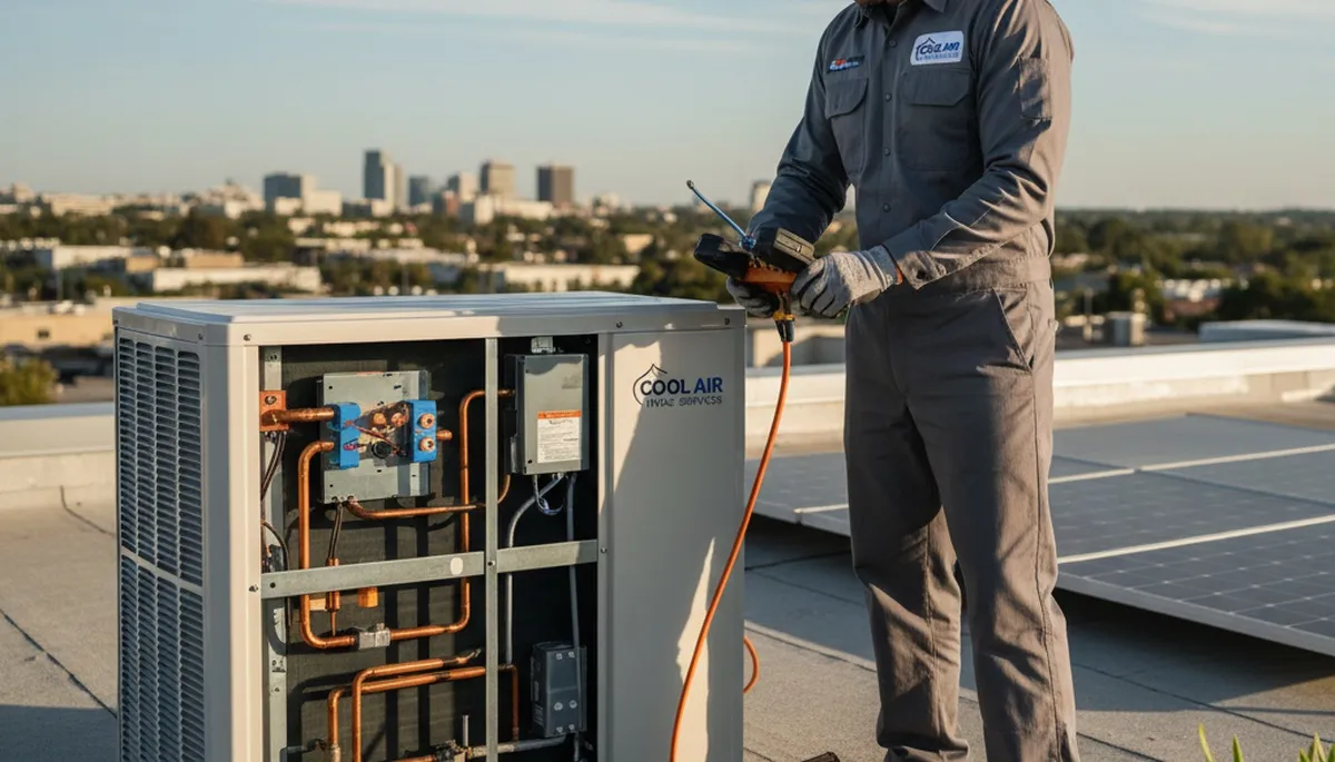 Technician performing AC repair in Orlando FL for Five Star Cooling homeowners